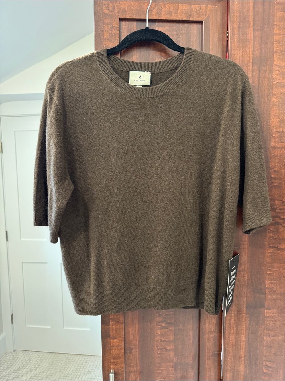 Tuckernuck Chocolate Brown Crewneck Short-Sleeve Cashmere Sweater